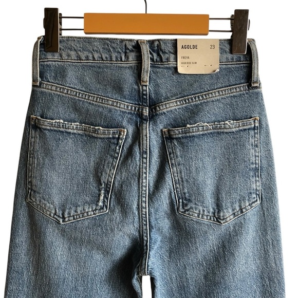 Agolde Freya High Rise Slim Blue Jeans Size 23 Quiver Med-Light Wash NWT NEW - Picture 9 of 16